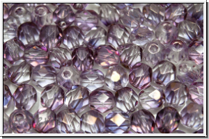 B�hm. Glasschliffperle, feuerpol., 5mm, amethyst, lt., trans., copper luster, 25 Stk.