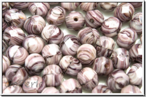 B�hm. Glasschliffperle, feuerpol., 6mm, lavender/amethyst, op., ombriert, 25 Stk.