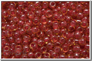 R-11-0365, TOHO Rocailles, 11/0, topaz, lt., trans., pomegranate-ld., 10g