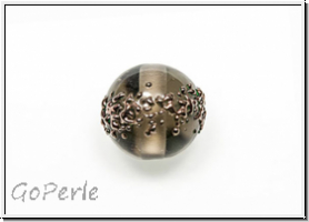 b�hm. Lampenperle, Kugel, 10mm, black diamond, bronzefarbene Sprenkel, 1 Stk.