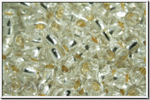 b�hm. Rocailles, 08/0, crystal, trans., silver-ld., 10g