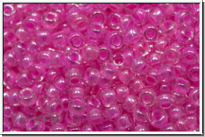 b�hm. Rocailles, 11/0, crystal, trans., hot pink-ld., 10g