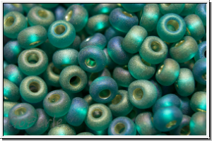 b�hm. Rocailles, 08/0, teal, trans., silver-ld., frosted, AB, 10g