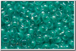 b�hm. Rocailles, 09/0, crystal, trans., turquoise-ld., 10g