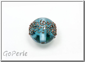 b�hm. Lampenperle, Kugel, 10mm, aqua, bronzefarbene Sprenkel, 1 Stk.