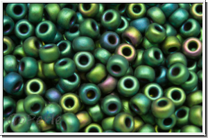 RR-08-2066, MIYUKI Rocailles, 08/0, green, dk., met., matte, iris., 10g