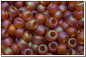 RR-08-0133fr, MIYUKI Rocailles, 08/0, amber, trans., matte, AB, 10g