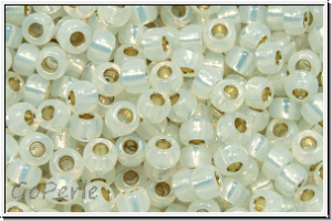 RR-08-0551, MIYUKI Rocailles, 08/0, white, opal, gild-ld., 10g