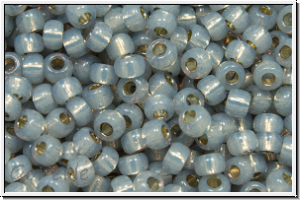 RR-08-0576, MIYUKI Rocailles, 08/0, grey, opal, silver-ld., 10g