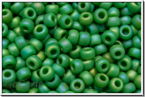RR-08-0411fr, MIYUKI Rocailles, 08/0, green, op., matte, AB, 10g