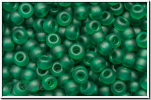RR-08-0147f, MIYUKI Rocailles, 08/0, emerald, trans., matte, 10g