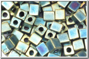 SB-03-2008, MIYUKI Squares, 3mm, green, met., matte, iris., 10g