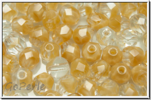 B�hm. Glasschliffperle, feuerpol., 6mm, crystal, trans., beige opal ombriert, 25 Stk.