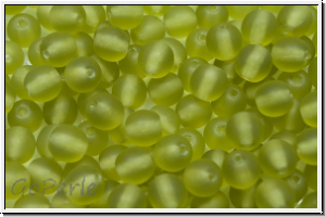 b�hm. Glasperle, rund, 6mm, olivine, lt., trans., matte, 25 Stk.