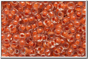RR-11-0214, MIYUKI Rocailles, 11/0, crystal, trans., burned orange-ld., 10g