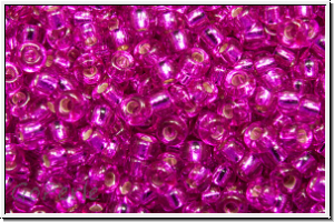 RR-11-1340, MIYUKI Rocailles, 11/0, fuchsia, trans, silver-ld., 10g