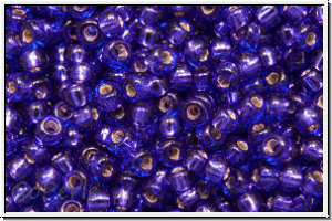 RR-11-1446, MIYUKI Rocailles, 11/0, royal purple, trans., silver-ld., 10g