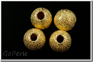 Silberperle "Kugel, diamantiert", 8mm, vergoldet, 925er Silber, 1 Stk.