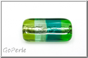 b�hm. Lampenperle, Rechteck, Silbereinzug, gestreift, gr�n-T�ne
