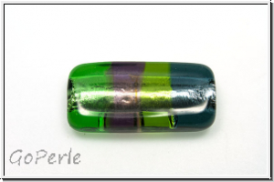 b�hm. Lampenperle, Rechteck, Silbereinz., gestr., gr�n/blau/violett