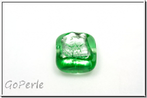 b�hm. Lampenperle, Silbereinzug, Quadrat mit Einlage, peridot, 1 Stk.