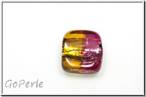 b�hm. Lampenperle, Silbereinzug, Quadrat, fuchsia/topaz, 1 Stk.