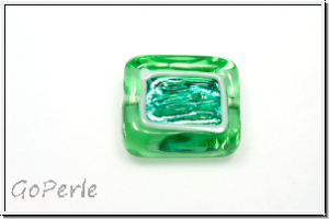 b�hm. Lampenperle, Silbereinzug, Rechteck mit Fenster, peridot/emerald, 1 Stk.