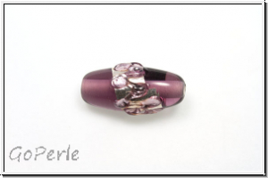 b�hm. Lampenperle, Silbereinzug, Olive, amethyst mit Sprenkel, 1 Stk.