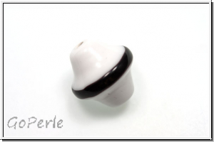 b�hm. Lampenperle, Kreisel, ca. 15x13mm, white, op., schwarzer Streifen, 1 Stk.