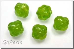 b�hm. Glasperle, Kreisel, 9mm, peridot, opal, meliert, 1 Stk.