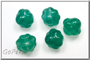 b�hm. Glasperle, Kreisel, 9mm, emerald, opal, meliert, 1 Stk.