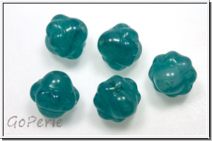 b�hm. Glasperle, Kreisel, 9mm, teal, opal, meliert, 1 Stk.