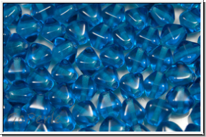 b�hm. Glasperle, Bicone, 6mm, aqua, dk., trans, 30 Stk.