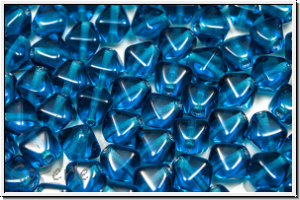 b�hm. Glasperle, Bicone, 6mm, capri blue, trans., 30 Stk.