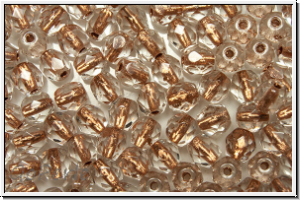 B�hm. Glasschliffperle, feuerpol., 4mm, crystal, trans., copper-ld., 50 Stk.