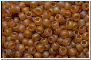 R-11-0162cf, TOHO Rocailles, 11/0, topaz, dk., trans., frosted, AB, 10g