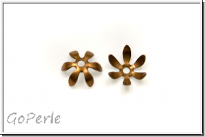Perlenkappe "Bl�tenkelch, 6-bl�ttrig" TRINITY BRASS, 6x3mm, antikmessingfb., Messing, 1 Stk.