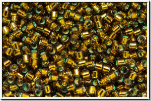 DB0604, MIYUKI Delica, 11/0, olivine (dyed), trans., silver-ld., 5g