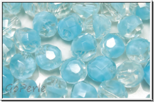 B�hm. Glasschliffperle, feuerpol., 8mm, crystal, trans., blue achat, 10 Stk.