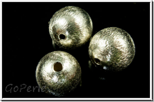 Silberperle "Kugel, geb�rstet", 10mm, silberfb., 925er Silber, 1 Stk.