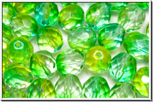 B�hm. Glasschliffperle, feuerpol., 8mm, crystal, trans., yellow green coloured, 10 Stk.