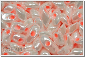 LMA-0427, MIYUKI Long Magatamas, 4x7mm, white pearl, pink-ld., 80 Stk.