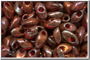 LMA-0315, MIYUKI Long Magatamas, 4x7mm, cranberry, trans., gold luster, 80 Stk.