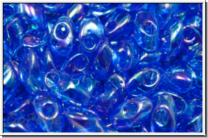 LMA-0261, MIYUKI Long Magatamas, 4x7mm, sapphire, lt., trans., AB, 80 Stk.