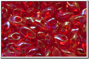 LMA-0254, MIYUKI Long Magatamas, 4x7mm, red, trans., AB, 80 Stk.