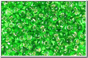 TM-04-0027, TOHO Magatamas, 4 mm, peridot, trans., silver-ld., 10g