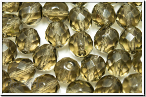B�hm. Glasschliffperle, feuerpol., 8mm, black diamond, trans., 10 Stk.