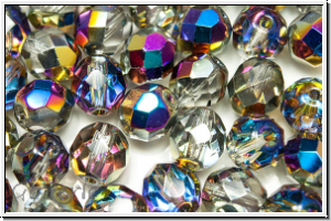 B�hm. Glasschliffperle, feuerpol., 8mm, crystal, trans., half sliperit, 10 Stk.