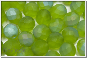 B�hm. Glasschliffperle, feuerpol., 8mm, olivine, trans., matte, AB, 10 Stk.