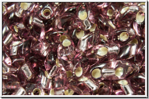 LMA-0012, MIYUKI Long Magatamas, 4x7mm, amethyst, smoke, trans., silver-ld., 80 Stk.
